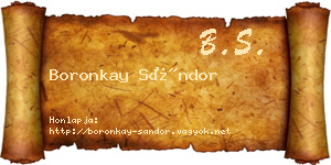 Boronkay Sándor névjegykártya